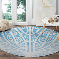 Blue New Zealand Puhoro Maori Tattoo Round Carpet
