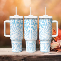 Blue New Zealand Puhoro Maori Tattoo Tumbler With Handle