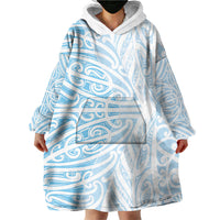 Blue New Zealand Puhoro Maori Tattoo Wearable Blanket Hoodie