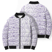 Purple New Zealand Puhoro Maori Tattoo Bomber Puffer Jacket