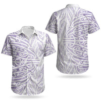 Purple New Zealand Puhoro Maori Tattoo Couples Matching Long Sleeve Bodycon Dress and Hawaiian Shirt LT14 - Polynesian Pride