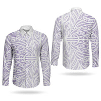 Purple New Zealand Puhoro Maori Tattoo Couples Matching Tank Maxi Dress and Long Sleeve Button Shirt LT14 - Polynesian Pride