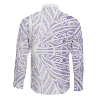 Purple New Zealand Puhoro Maori Tattoo Family Matching Long Sleeve Bodycon Dress and Hawaiian Shirt