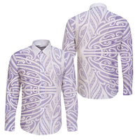 Purple New Zealand Puhoro Maori Tattoo Family Matching Mermaid Dress and Hawaiian Shirt LT14 Dad's Shirt - Long Sleeve Purple - Polynesian Pride