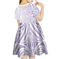 Purple New Zealand Puhoro Maori Tattoo Kid Short Sleeve Dress
