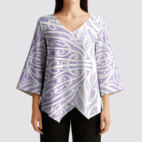 Purple New Zealand Puhoro Maori Tattoo Kimono Sleeve Blouse