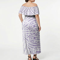 Purple New Zealand Puhoro Maori Tattoo Off Shoulder Maxi Dress LT14 - Polynesian Pride