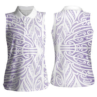 Purple New Zealand Puhoro Maori Tattoo Women Sleeveless Polo Shirt