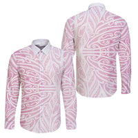 Pink New Zealand Puhoro Maori Tattoo Family Matching Long Sleeve Bodycon Dress and Hawaiian Shirt LT14 Dad's Shirt - Long Sleeve Pink - Polynesian Pride