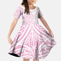 Pink New Zealand Puhoro Maori Tattoo Family Matching Mermaid Dress and Hawaiian Shirt