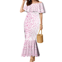 Pink New Zealand Puhoro Maori Tattoo Family Matching Mermaid Dress and Hawaiian Shirt