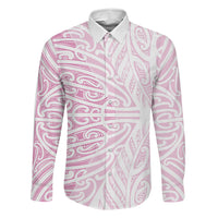 Pink New Zealand Puhoro Maori Tattoo Family Matching Off Shoulder Short Dress and Hawaiian Shirt