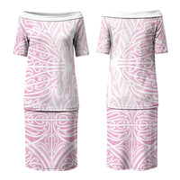 Pink New Zealand Puhoro Maori Tattoo Family Matching Puletasi and Hawaiian Shirt LT14 Mom's Dress Pink - Polynesian Pride