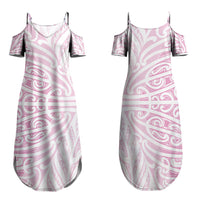 Pink New Zealand Puhoro Maori Tattoo Family Matching Summer Maxi Dress and Hawaiian Shirt LT14 Mom's Dress Pink - Polynesian Pride