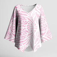 Pink New Zealand Puhoro Maori Tattoo Kimono Sleeve Blouse