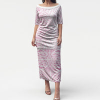 Pink New Zealand Puhoro Maori Tattoo Puletasi LT14 Long Dress Pink - Polynesian Pride