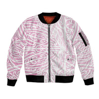 Pink New Zealand Puhoro Maori Tattoo Sleeve Zip Bomber Jacket