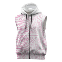 Pink New Zealand Puhoro Maori Tattoo Sleeveless Zip Hoodie