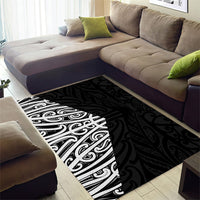 Black New Zealand Puhoro Maori Tattoo Area Rug