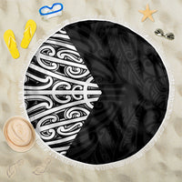 Black New Zealand Puhoro Maori Tattoo Beach Blanket