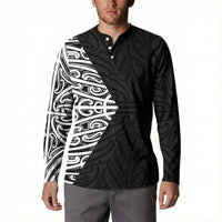 Black New Zealand Puhoro Maori Tattoo Button Sweatshirt