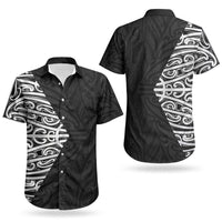 Black New Zealand Puhoro Maori Tattoo Couples Matching Short Sleeve Bodycon Dress and Hawaiian Shirt LT14 - Polynesian Pride