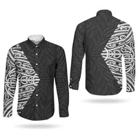Black New Zealand Puhoro Maori Tattoo Couples Matching Short Sleeve Bodycon Dress and Long Sleeve Button Shirt LT14 - Polynesian Pride