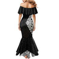 Black New Zealand Puhoro Maori Tattoo Family Matching Mermaid Dress and Hawaiian Shirt