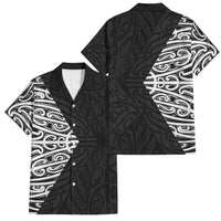 Black New Zealand Puhoro Maori Tattoo Family Matching Short Sleeve Bodycon Dress and Hawaiian Shirt LT14 Dad's Shirt - Short Sleeve Black - Polynesian Pride