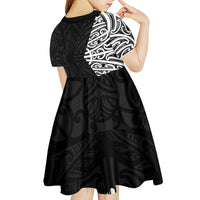 Black New Zealand Puhoro Maori Tattoo Kid Short Sleeve Dress