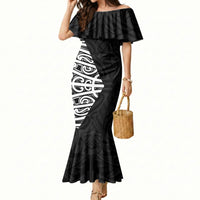 Black New Zealand Puhoro Maori Tattoo Mermaid Dress LT14 Women Black - Polynesian Pride