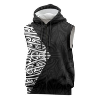 Black New Zealand Puhoro Maori Tattoo Sleeveless Zip Hoodie