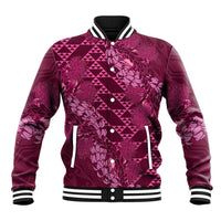 Pink Aloha Hawaii Baseball Jacket Hawaiian Kakau Ohia Lehua Lei LT14 Unisex Pink - Polynesian Pride