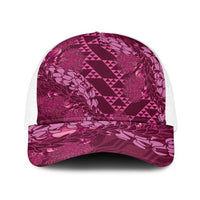 Pink Aloha Hawaii Baseball Net Cap Hawaiian Kakau Ohia Lehua Lei LT14 One Size White Pink - Polynesian Pride