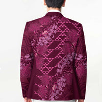 Pink Aloha Hawaii Blazer Hawaiian Kakau Ohia Lehua Lei - Polynesian Pride
