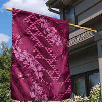 Pink Aloha Hawaii Garden Flag Hawaiian Kakau Ohia Lehua Lei - Polynesian Pride