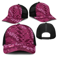 Pink Aloha Hawaii Mesh Trucker Cap Hawaiian Kakau Ohia Lehua Lei LT14 - Polynesian Pride