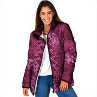 Pink Aloha Hawaii Padded Jacket Hawaiian Kakau Ohia Lehua Lei LT14 - Polynesian Pride