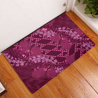 Pink Aloha Hawaii Rubber Doormat Hawaiian Kakau Ohia Lehua Lei LT14 - Polynesian Pride