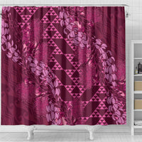 Pink Aloha Hawaii Shower Curtain Hawaiian Kakau Ohia Lehua Lei - Polynesian Pride