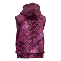 Pink Aloha Hawaii Sleeveless Zip Hoodie Hawaiian Kakau Ohia Lehua Lei LT14 - Polynesian Pride