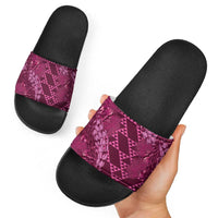 Pink Aloha Hawaii Slide Sandals Hawaiian Kakau Ohia Lehua Lei - Polynesian Pride