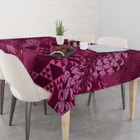 Pink Aloha Hawaii Tablecloth Hawaiian Kakau Ohia Lehua Lei LT14 - Polynesian Pride