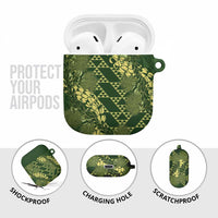 Green Aloha Hawaii AirPods Case Hawaiian Kakau Ohia Lehua Lei LT14 - Polynesian Pride