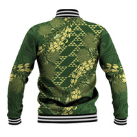 Green Aloha Hawaii Baseball Jacket Hawaiian Kakau Ohia Lehua Lei LT14 - Polynesian Pride