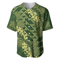 Green Aloha Hawaii Baseball Jersey Hawaiian Kakau Ohia Lehua Lei - Polynesian Pride