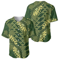 Green Aloha Hawaii Baseball Jersey Hawaiian Kakau Ohia Lehua Lei - Polynesian Pride