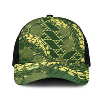 Green Aloha Hawaii Baseball Net Cap Hawaiian Kakau Ohia Lehua Lei LT14 One Size Black Green - Polynesian Pride