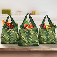 Green Aloha Hawaii Grocery Bag Hawaiian Kakau Ohia Lehua Lei LT14 3-pack One Size Green - Polynesian Pride