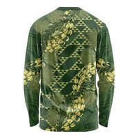 Green Aloha Hawaii Long Sleeve Shirt Hawaiian Kakau Ohia Lehua Lei LT14 - Polynesian Pride